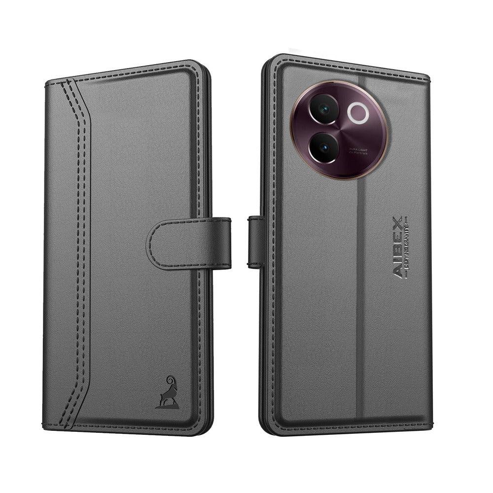 Vivo V30E 5G Aibex PU Leather Flip Cover Foldable Stand & Pocket Magnetic Closure - Aibex